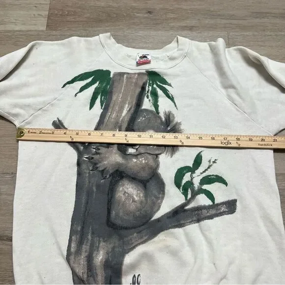 Vintage 1986 Koala Bear Large Sweatshirt Animal Outdoors Fruit Of The Loom White - Picture 4 of 7
